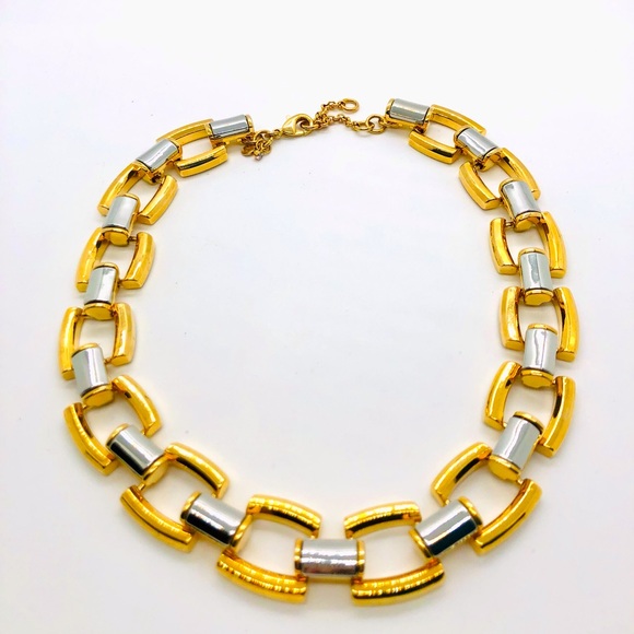 Vintage Ann Taylor Mixed Metal Link Statement Necklace - Picture 12 of 12